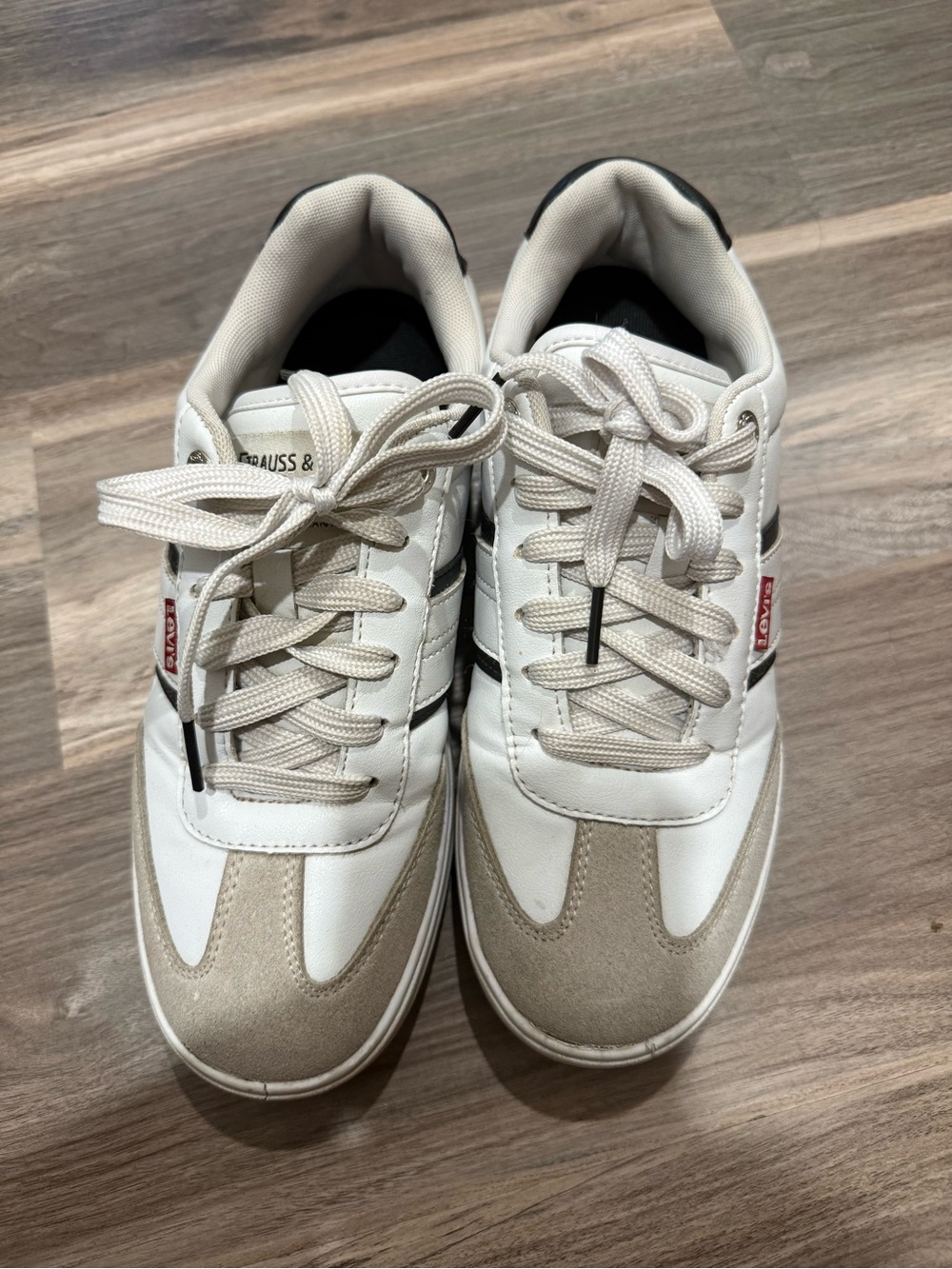 Levi's women’s White & Beige Low-Top Sneakers with Black Accents